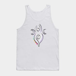 Spiral Goddess T-Shirt Three Symbol Wiccan Pagan and Chakras - on light Tank Top